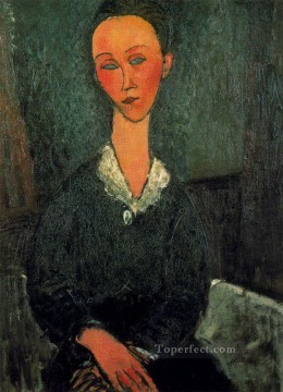  1916 Oil Painting - a woman with white collar 1916 Amedeo Modigliani
